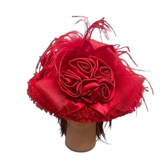 NWOT Hats by Hazel‎ Women\'s Tea Party Church Hats Horse Racing Derby, Red main image 4